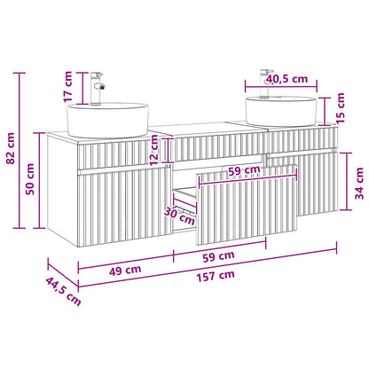Bathroom Cabinet Set 3 pcs Grey Sonoma 49 x 44.5 x 65 cm