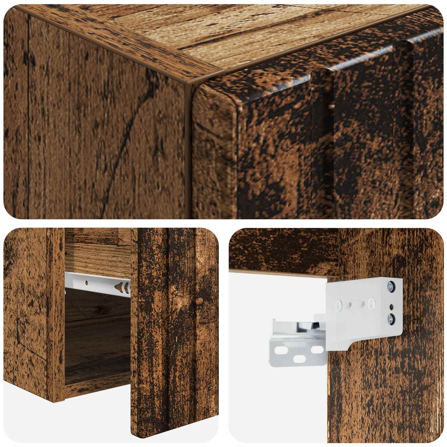 Bathroom Cabinet Set 3 pcs Old Wood 49 x 44.5 x 65 cm
