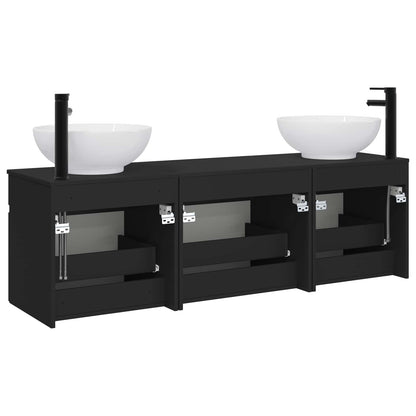 Bathroom Cabinet Set 3 pcs Black 49 x 44.5 x 66.5 cm