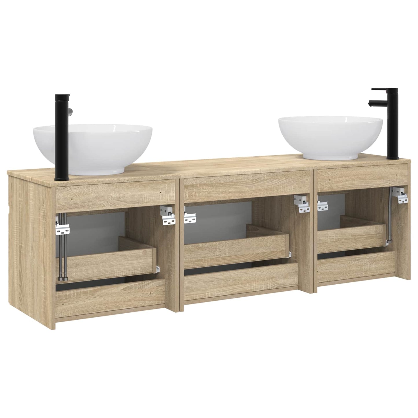 Bathroom Cabinet Set 3 pcs Sonoma Oak 49 x 44.5 x 66.5 cm