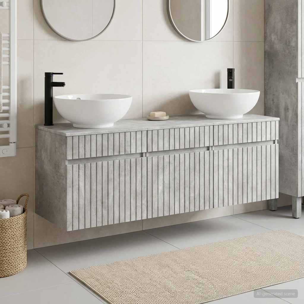 Bathroom Cabinet Set 3 pcs Concrete Grey 49 x 44.5 x 66.5 cm