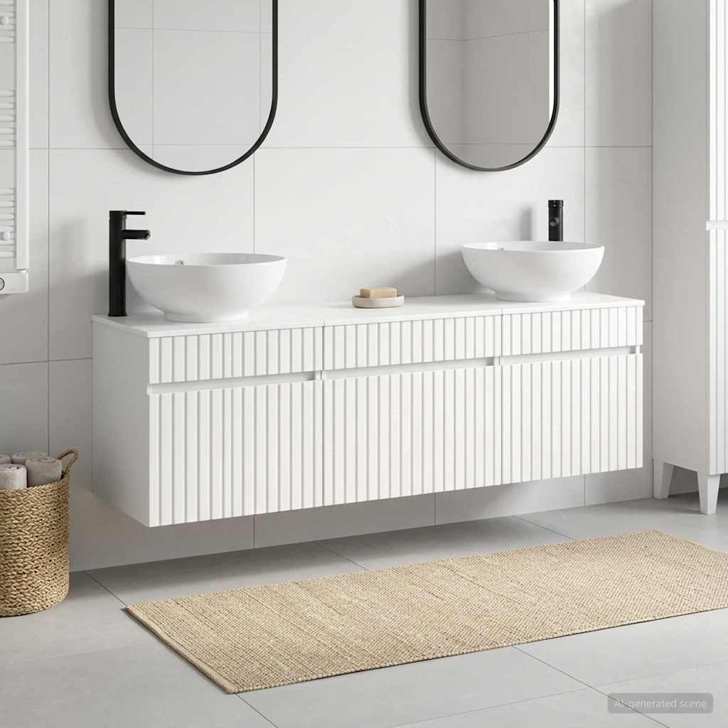 Bathroom Cabinet Set 3 pcs High Gloss White 49 x 44.5 x 66.5 cm