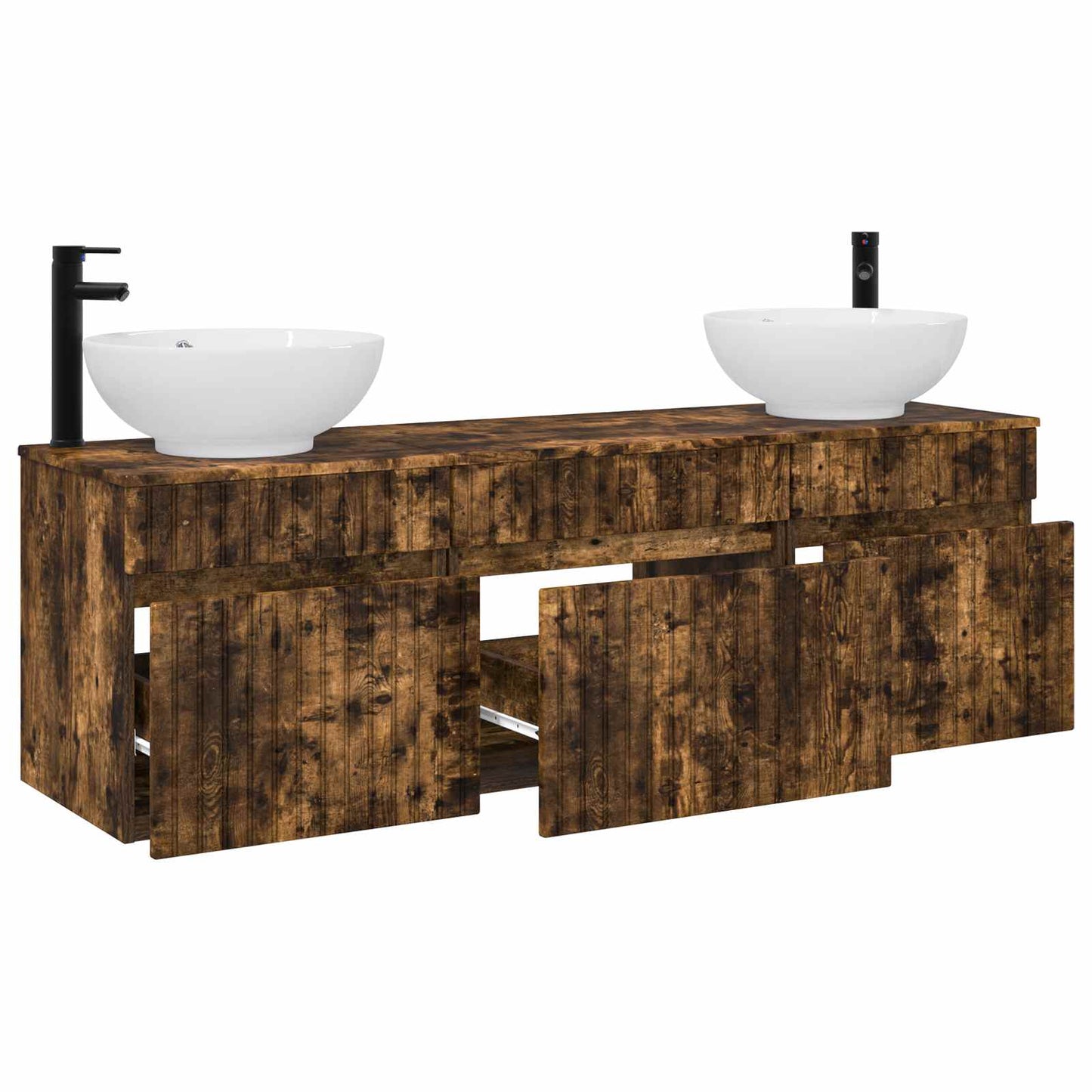 Bathroom Cabinet Set 3 pcs Smoked Oak 49 x 44.5 x 66.5 cm