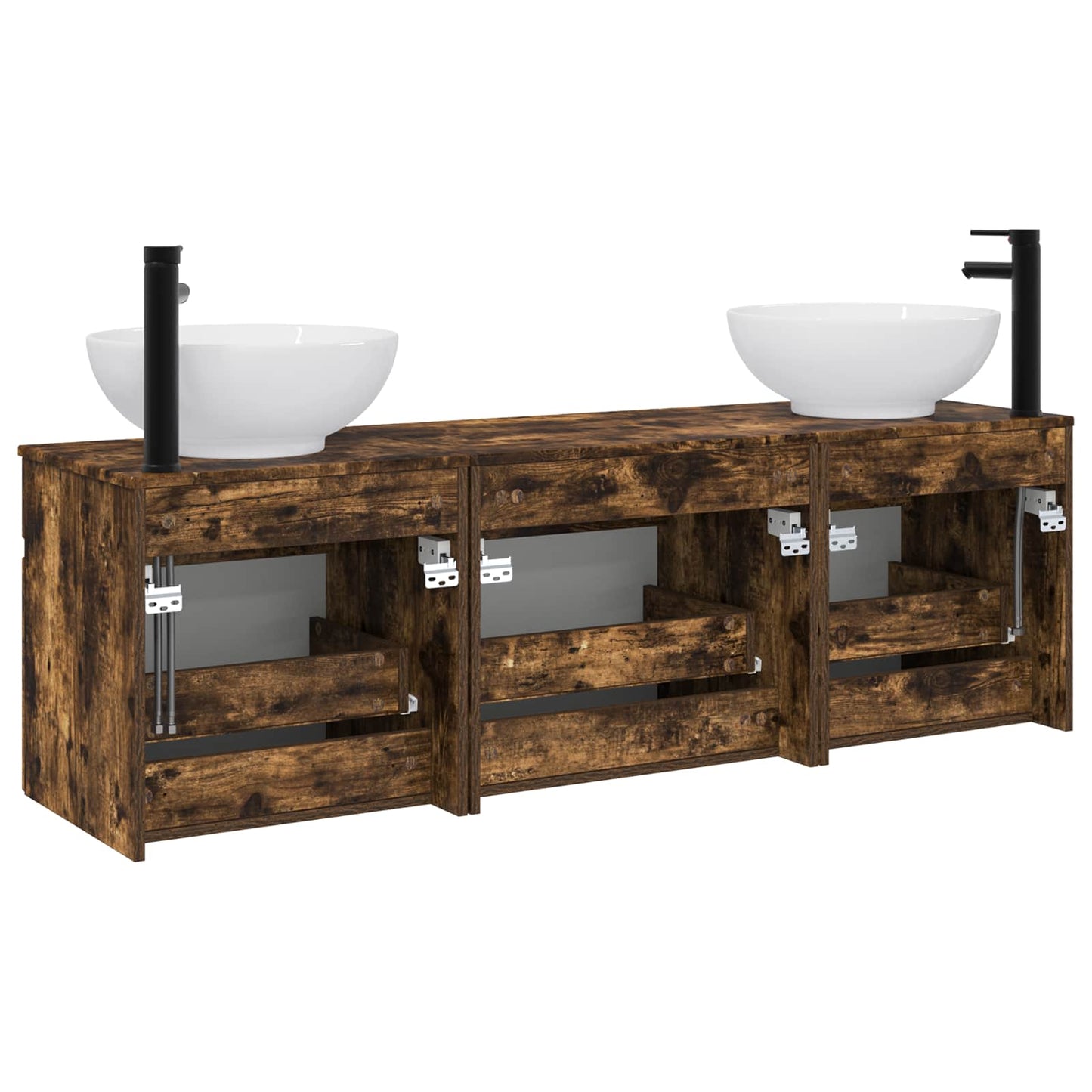 Bathroom Cabinet Set 3 pcs Smoked Oak 49 x 44.5 x 66.5 cm