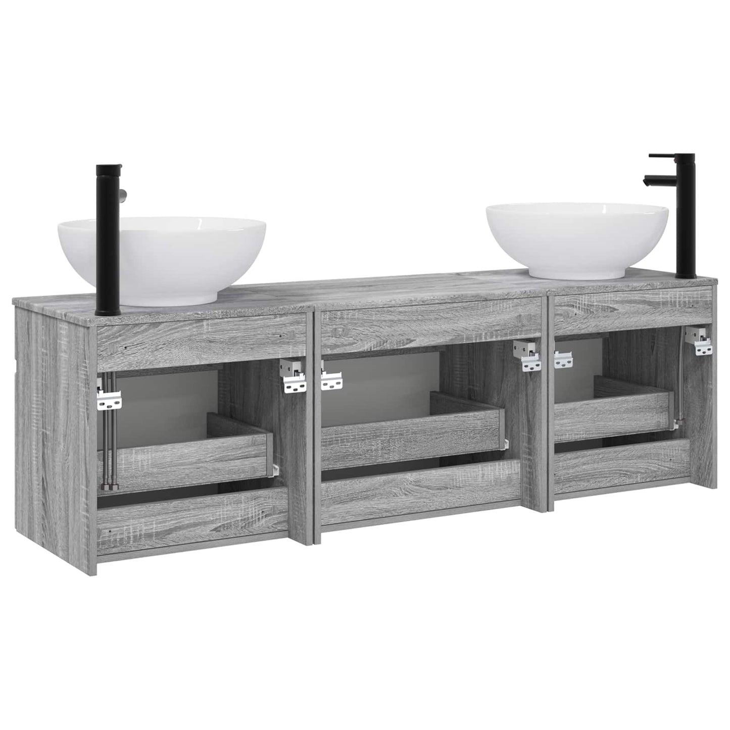 Bathroom Cabinet Set 3 pcs Grey Sonoma 49 x 44.5 x 66.5 cm