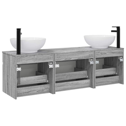 Bathroom Cabinet Set 3 pcs Grey Sonoma 49 x 44.5 x 66.5 cm
