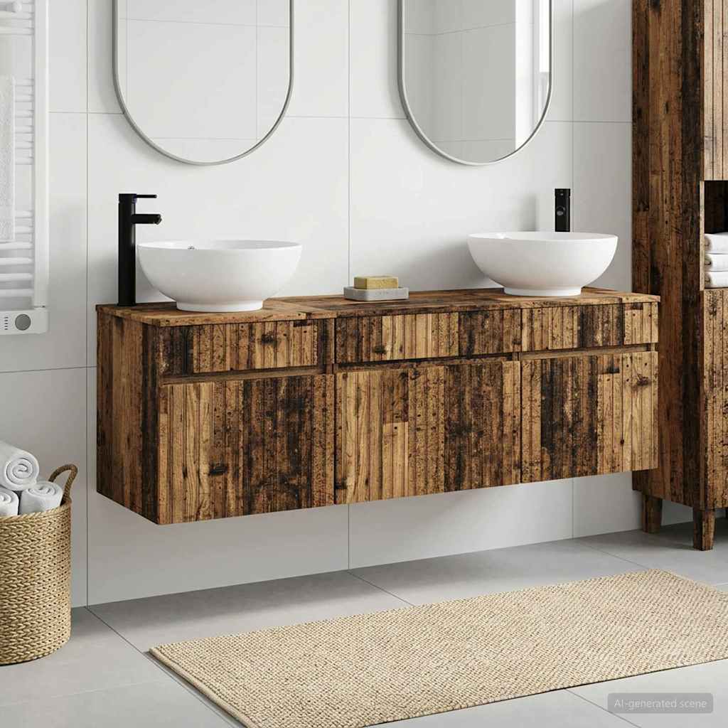 Bathroom Cabinet Set 3 pcs Old Wood 49 x 44.5 x 66.5 cm