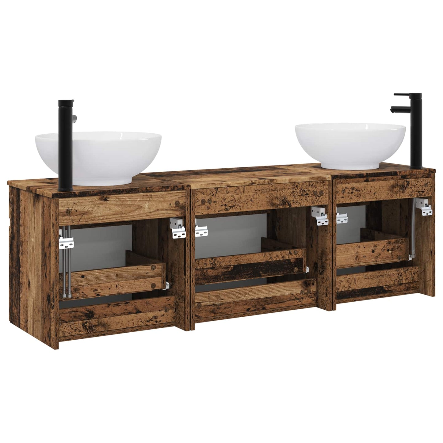 Bathroom Cabinet Set 3 pcs Old Wood 49 x 44.5 x 66.5 cm