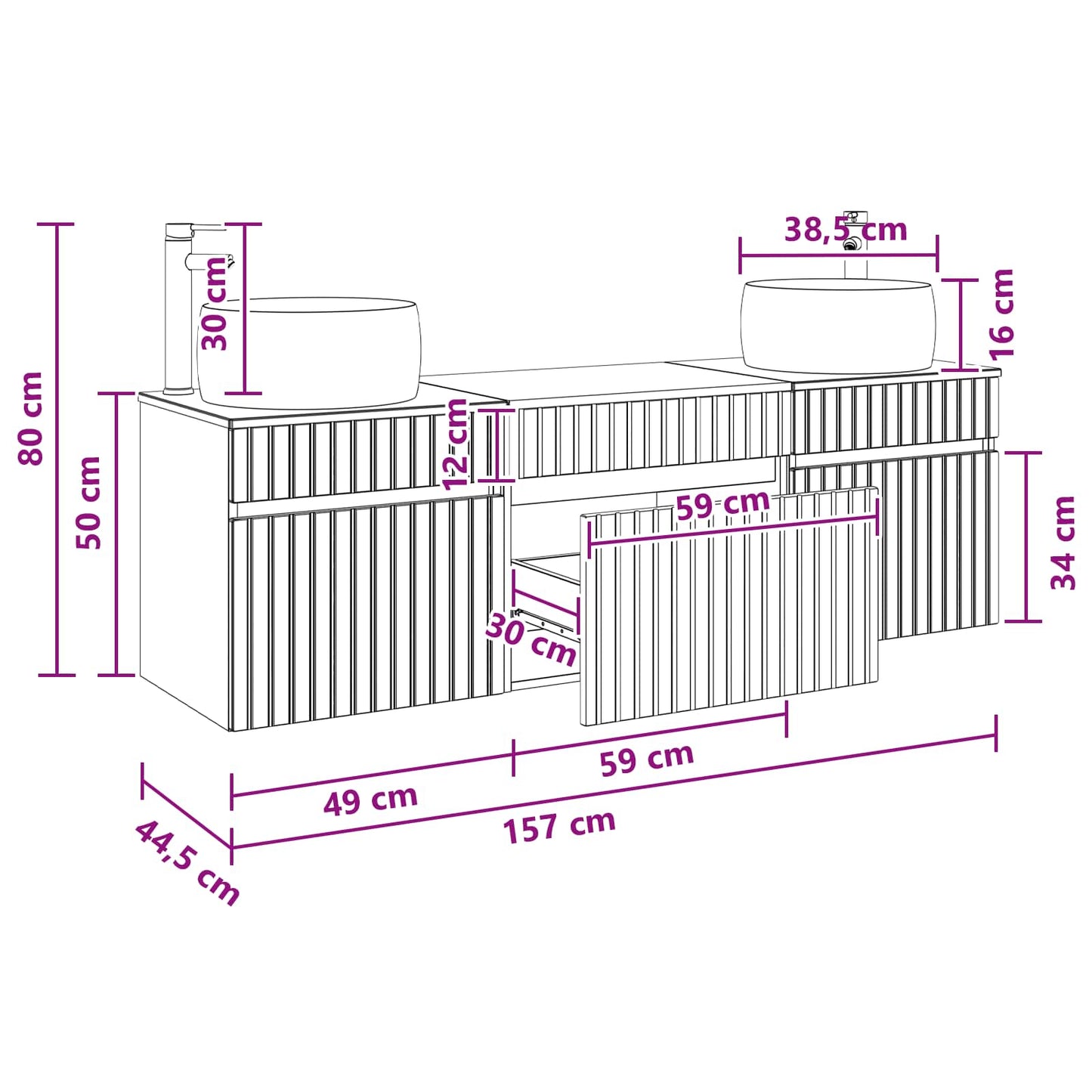 Bathroom Cabinet Set 3 pcs White 49 x 44.5 x 66 cm