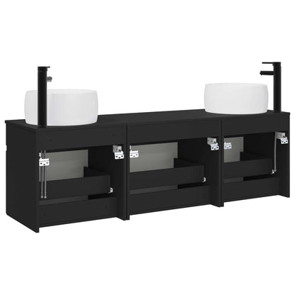 Bathroom Cabinet Set 3 pcs Black 49 x 44.5 x 66 cm