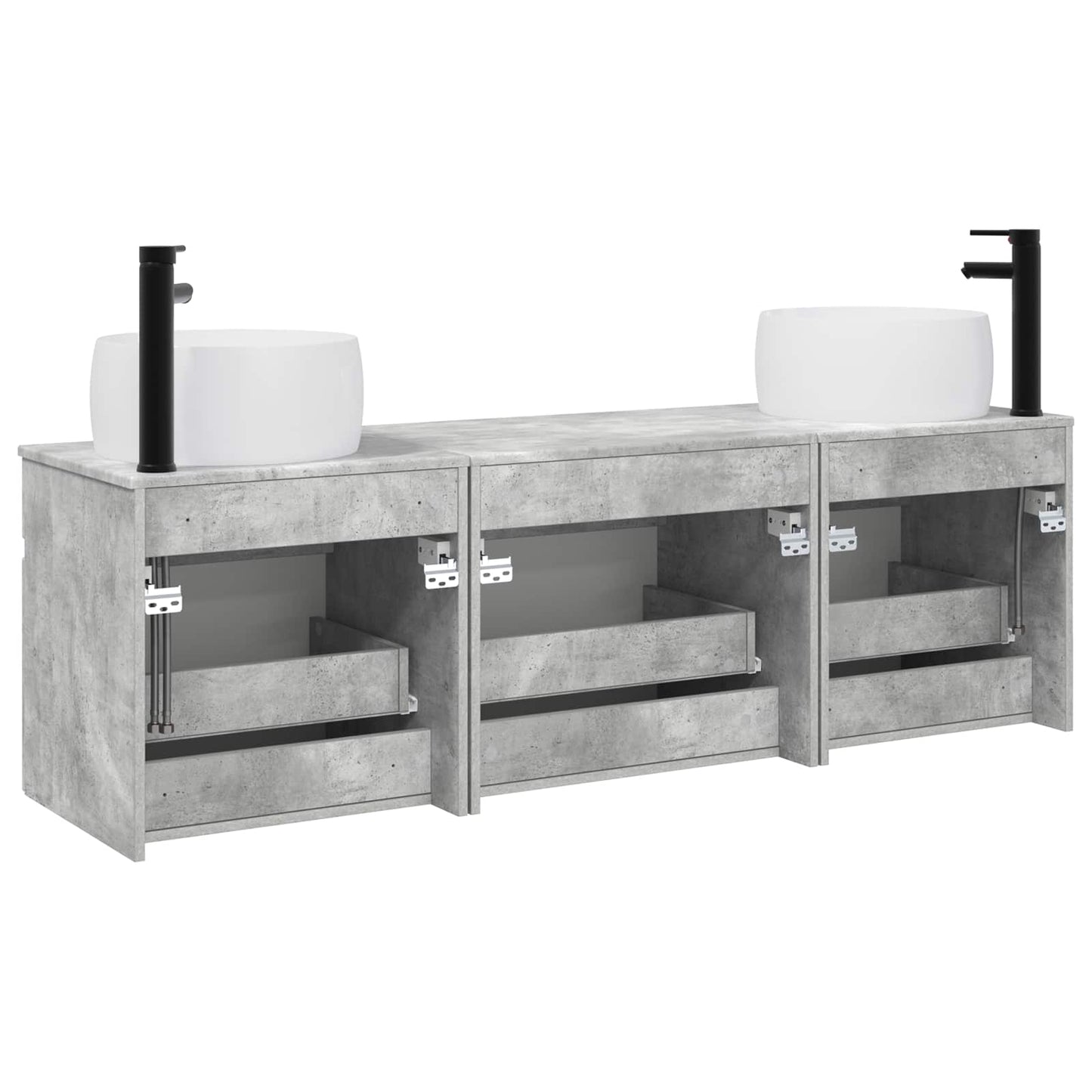 Bathroom Cabinet Set 3 pcs Concrete Grey 49 x 44.5 x 66 cm