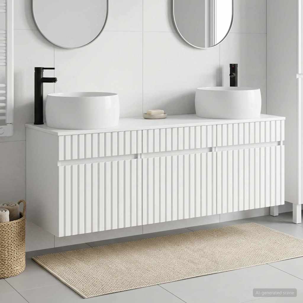 Bathroom Cabinet Set 3 pcs High Gloss White 49 x 44.5 x 66 cm