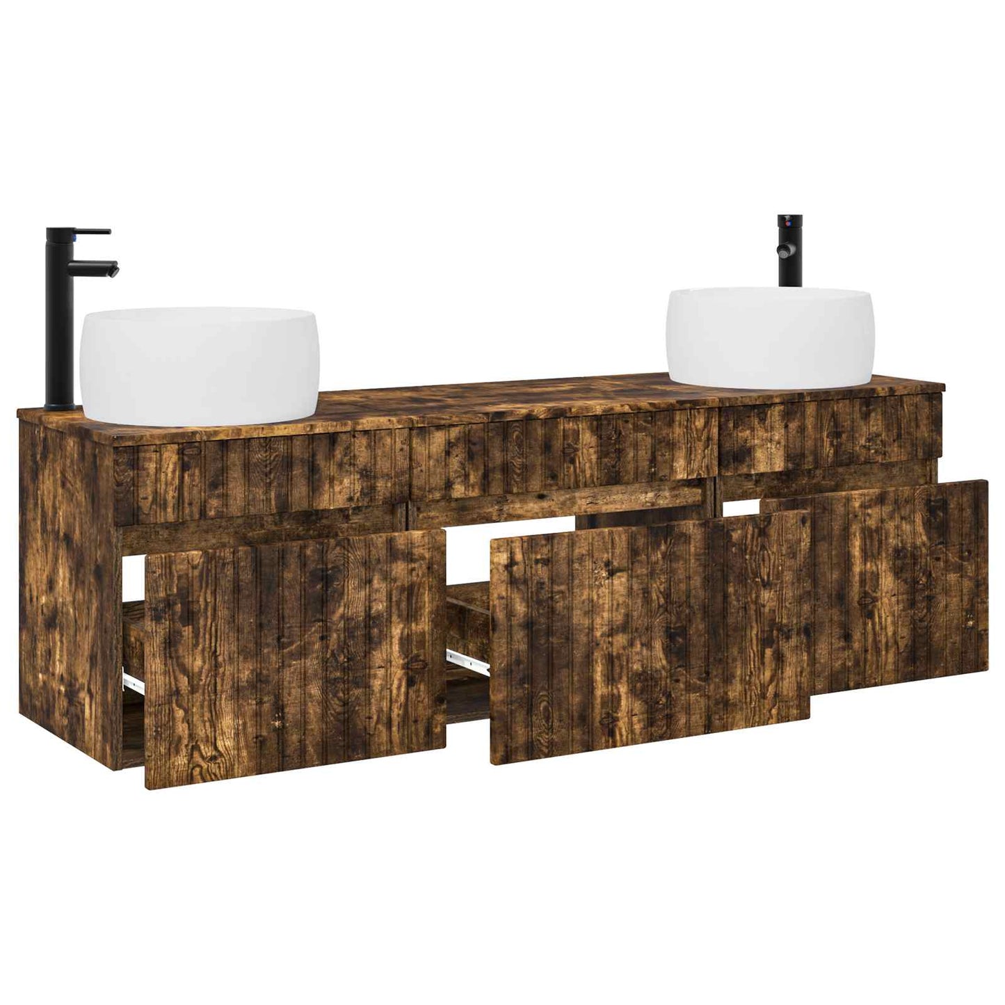 Bathroom Cabinet Set 3 pcs Smoked Oak 49 x 44.5 x 66 cm