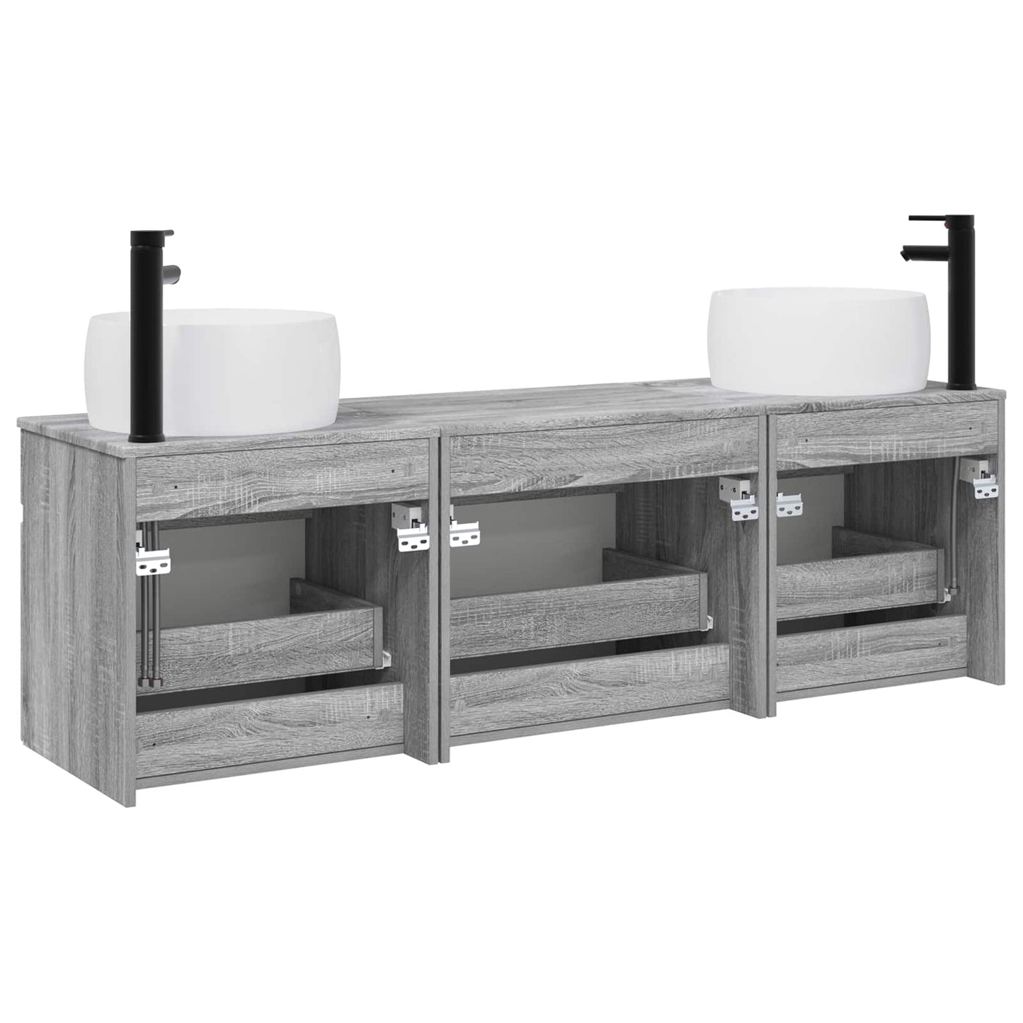 Bathroom Cabinet Set 3 pcs Grey Sonoma 49 x 44.5 x 66 cm