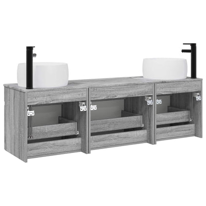Bathroom Cabinet Set 3 pcs Grey Sonoma 49 x 44.5 x 66 cm