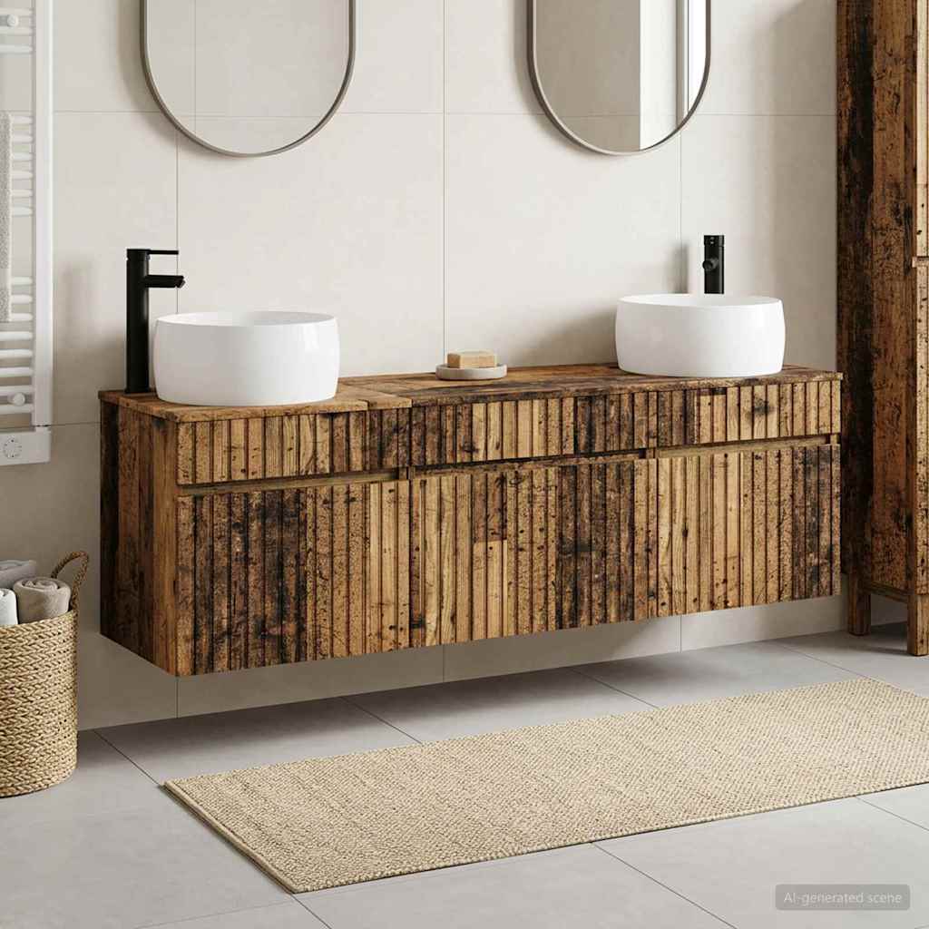 Bathroom Cabinet Set 3 pcs Old Wood 49 x 44.5 x 66 cm