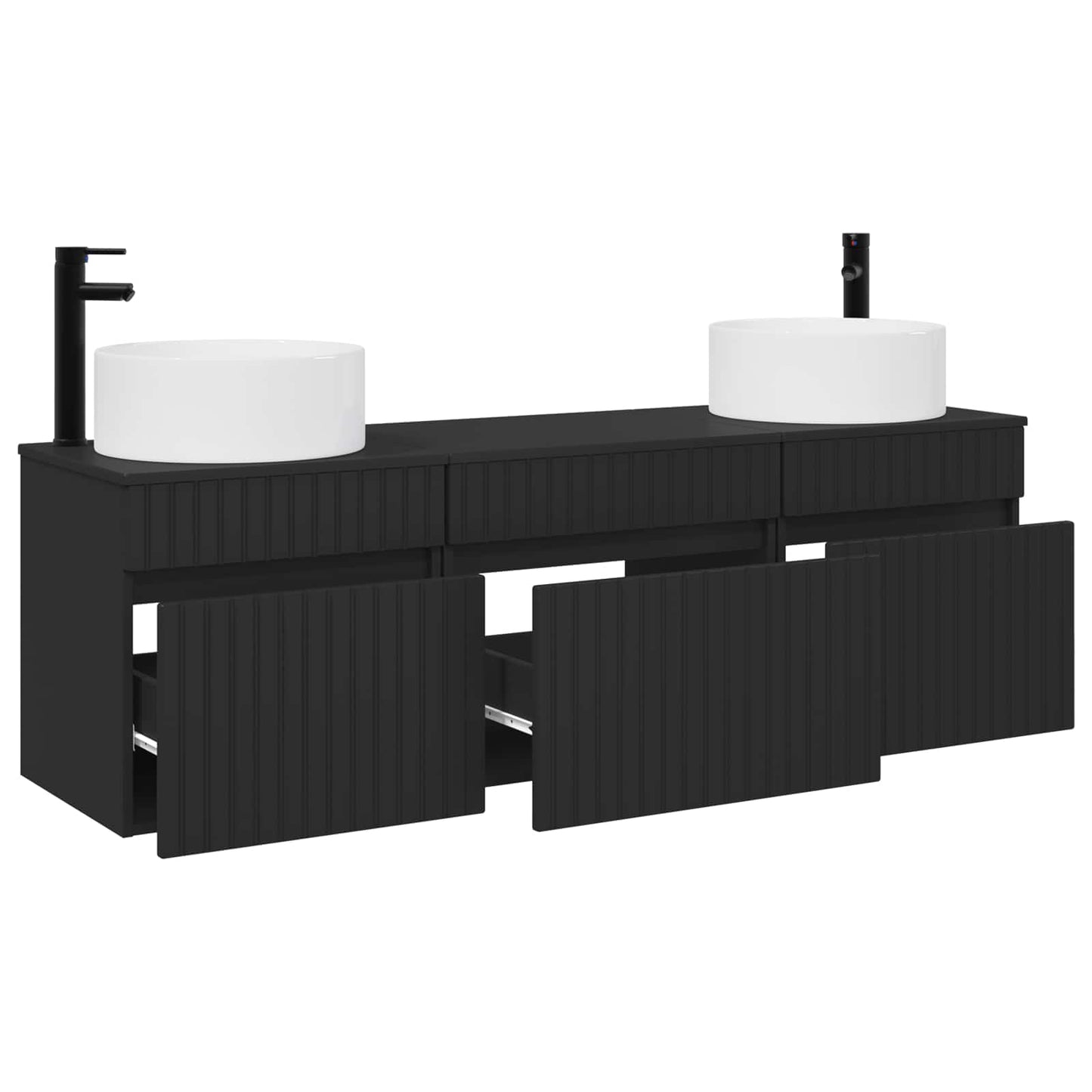 Bathroom Cabinet Set 3 pcs Black 49 x 44.5 x 65.5 cm