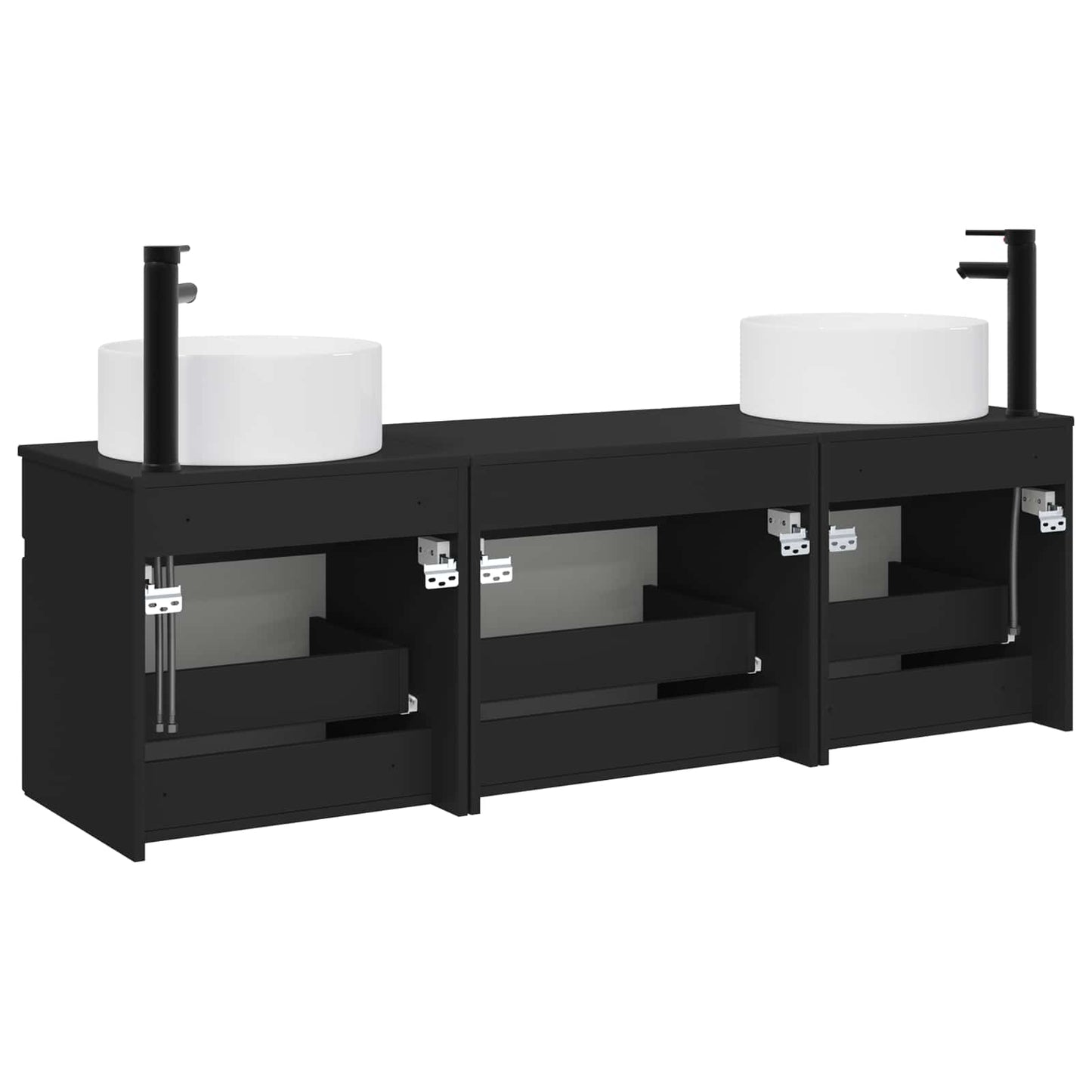 Bathroom Cabinet Set 3 pcs Black 49 x 44.5 x 65.5 cm
