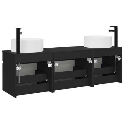 Bathroom Cabinet Set 3 pcs Black 49 x 44.5 x 65.5 cm