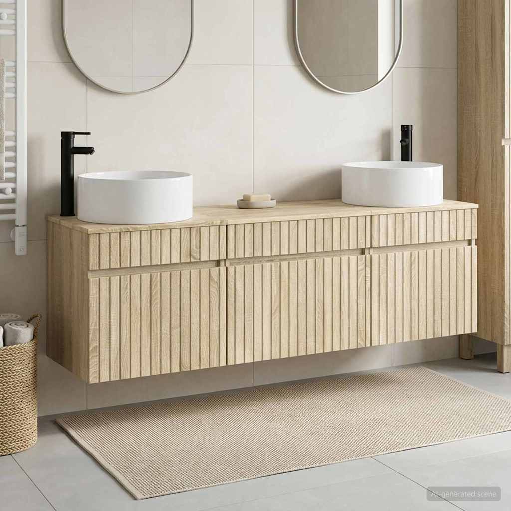 Bathroom Cabinet Set 3 pcs Sonoma Oak 49 x 44.5 x 65.5 cm