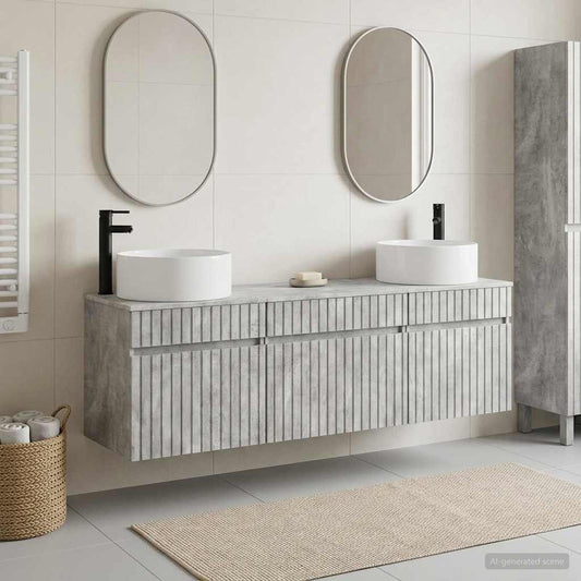 Bathroom Cabinet Set 3 pcs Concrete Grey 49 x 44.5 x 65.5 cm
