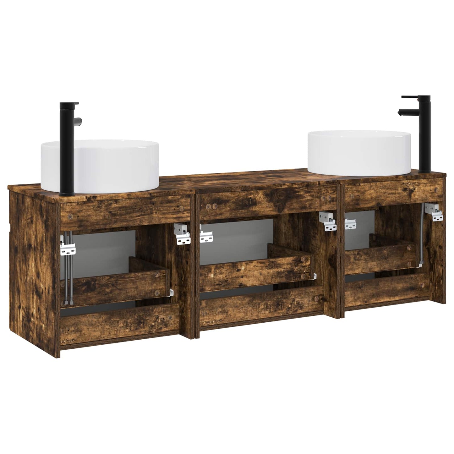 Bathroom Cabinet Set 3 pcs Smoked Oak 49 x 44.5 x 65.5 cm