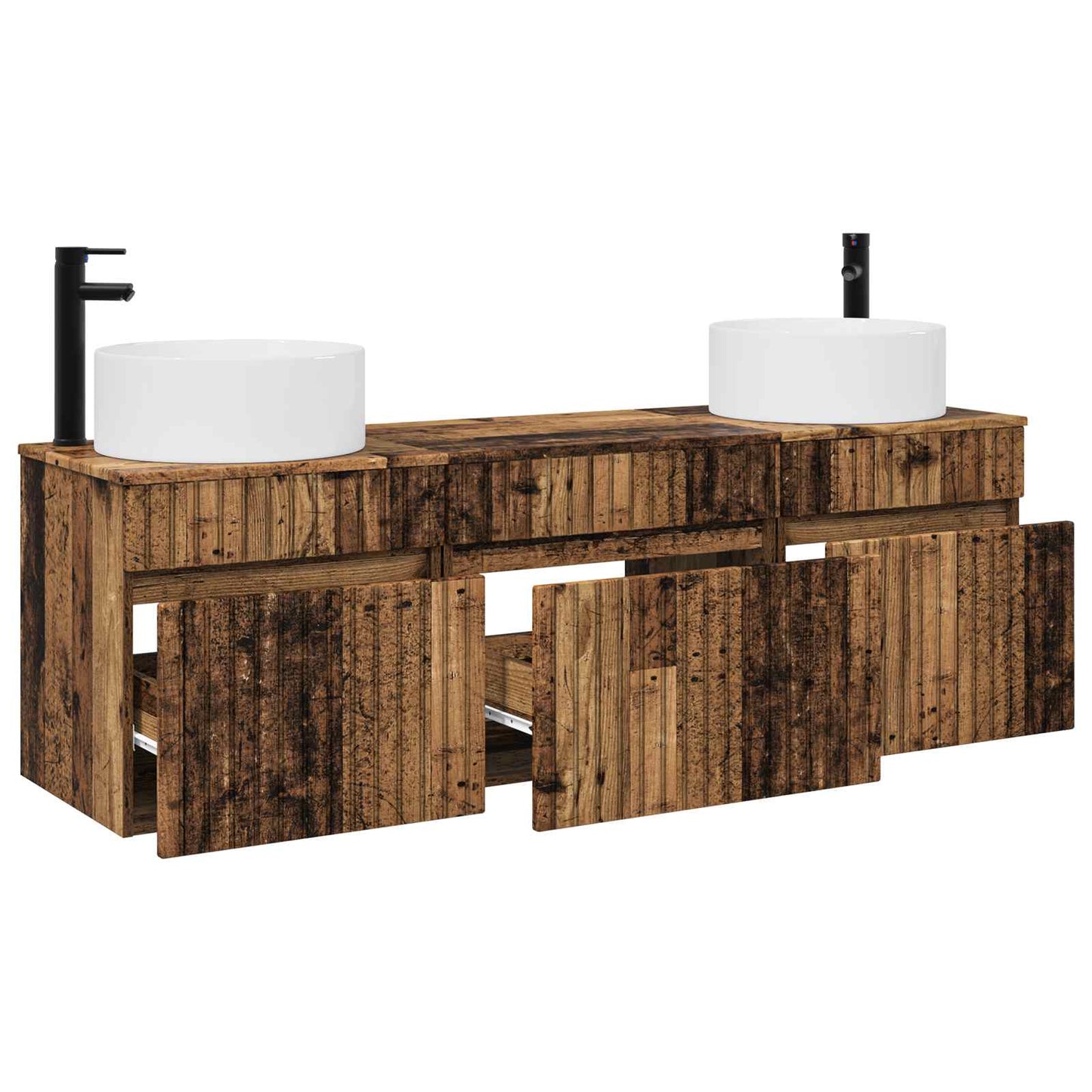 Bathroom Cabinet Set 3 pcs Old Wood 49 x 44.5 x 65.5 cm