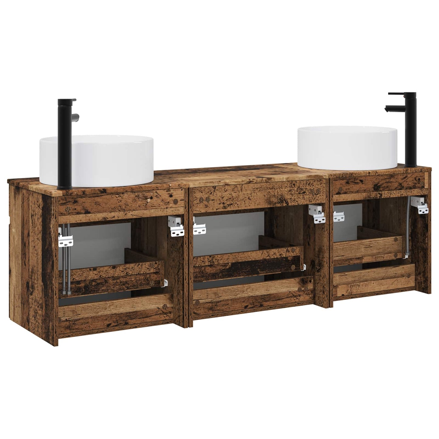 Bathroom Cabinet Set 3 pcs Old Wood 49 x 44.5 x 65.5 cm