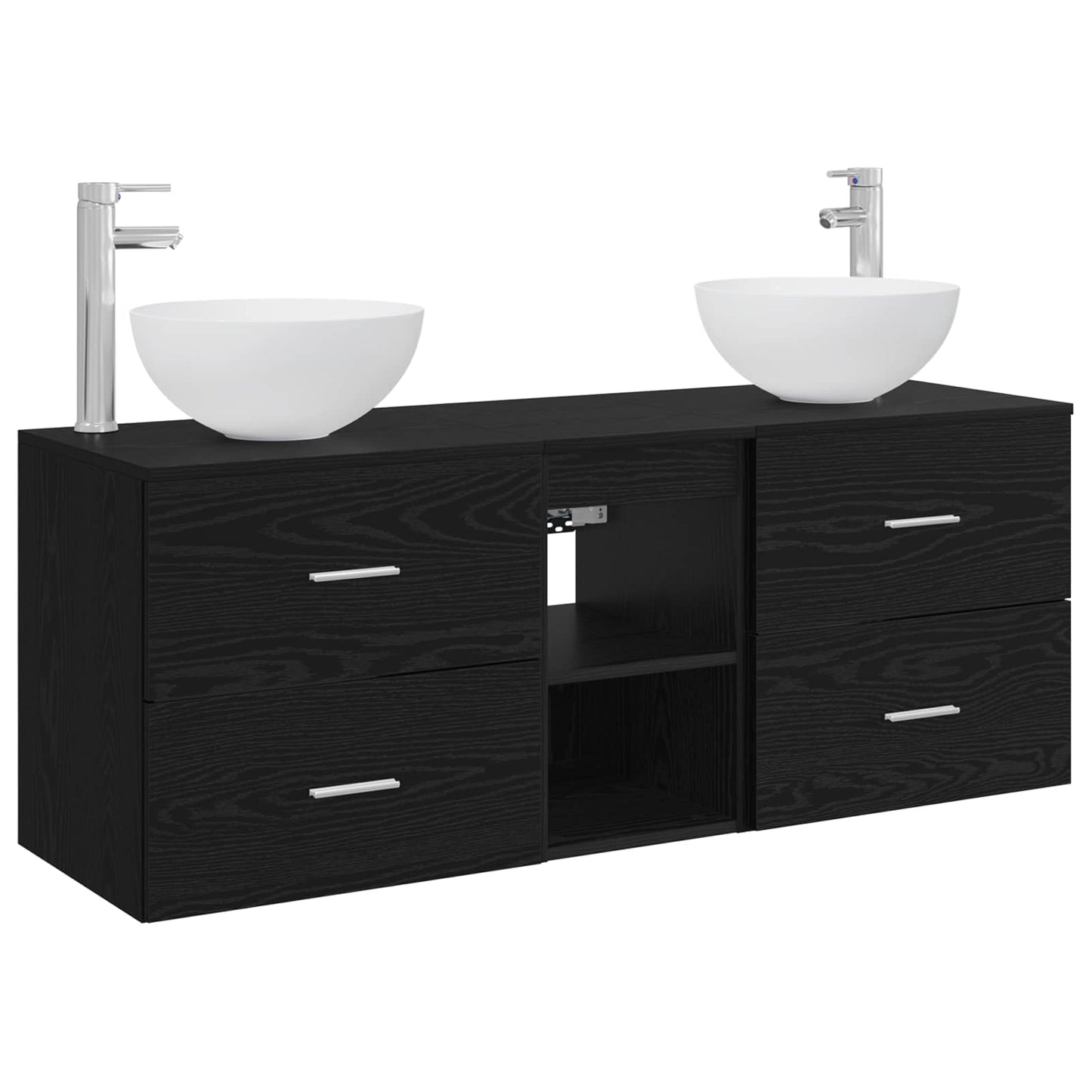 Bathroom Cabinet Set 3 pcs Black Oak 49.5 x 35 x 63 cm