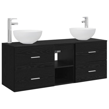 Bathroom Cabinet Set 3 pcs Black Oak 49.5 x 35 x 63 cm