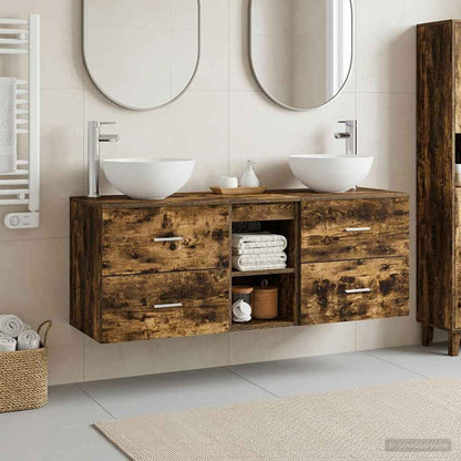 Bathroom Cabinet Set 3 pcs Smoked Oak 49.5 x 35 x 63 cm