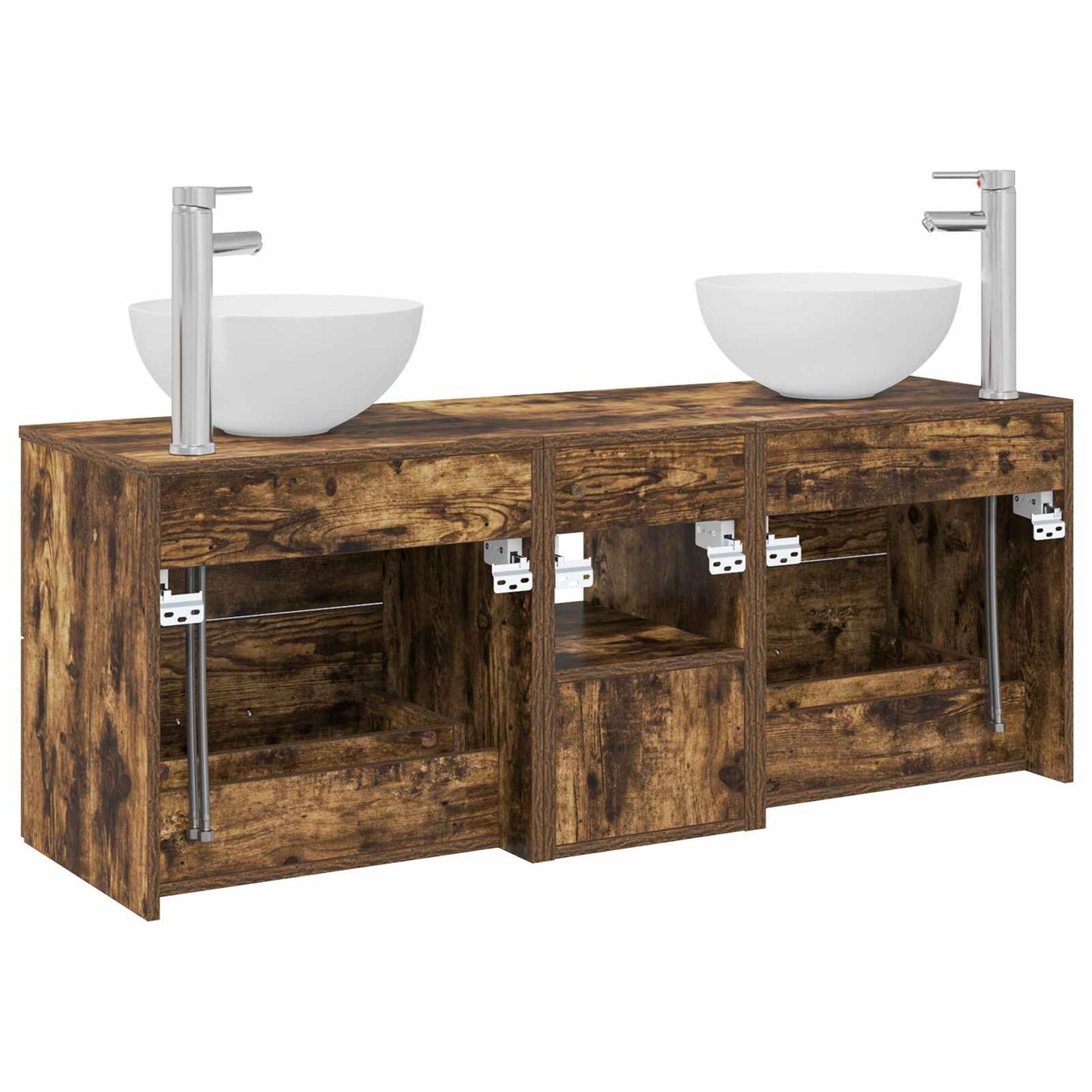 Bathroom Cabinet Set 3 pcs Smoked Oak 49.5 x 35 x 63 cm