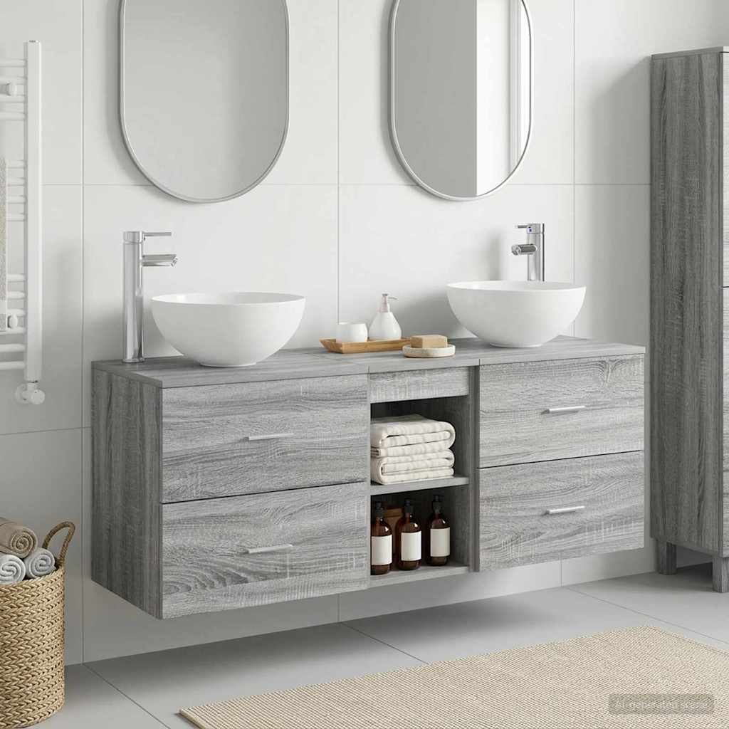 Bathroom Cabinet Set 3 pcs Grey Sonoma 49.5 x 35 x 63 cm