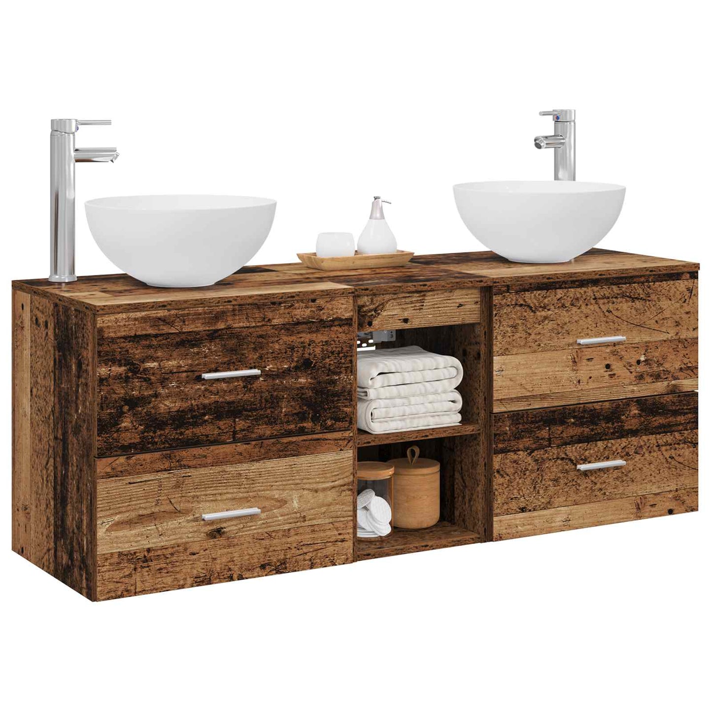 Bathroom Cabinet Set 3 pcs Old Wood 49.5 x 35 x 63 cm