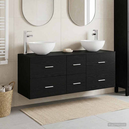 Bathroom Cabinet Set 3 pcs Black Oak 49.5 x 35 x 63 cm