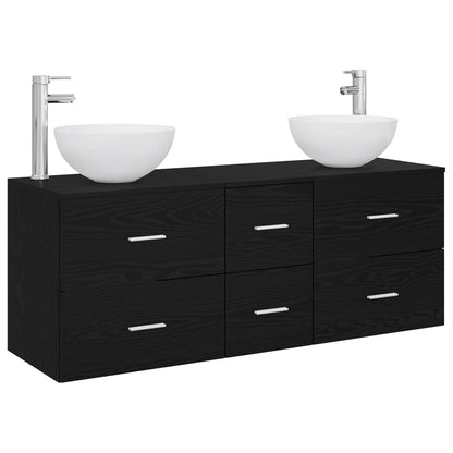 Bathroom Cabinet Set 3 pcs Black Oak 49.5 x 35 x 63 cm