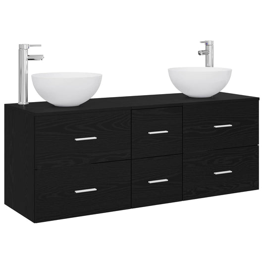 Bathroom Cabinet Set 3 pcs Black Oak 49.5 x 35 x 63 cm