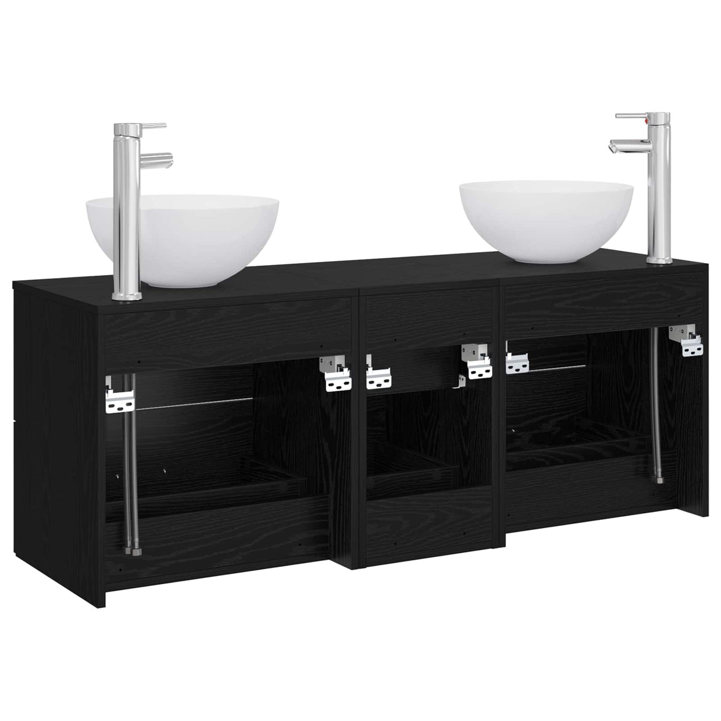 Bathroom Cabinet Set 3 pcs Black Oak 49.5 x 35 x 63 cm