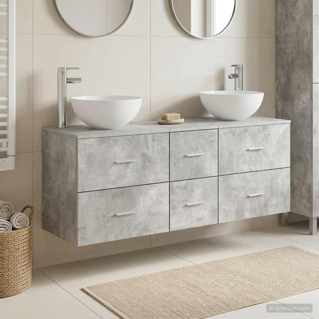 Bathroom Cabinet Set 3 pcs Concrete Grey 49.5 x 35 x 63 cm