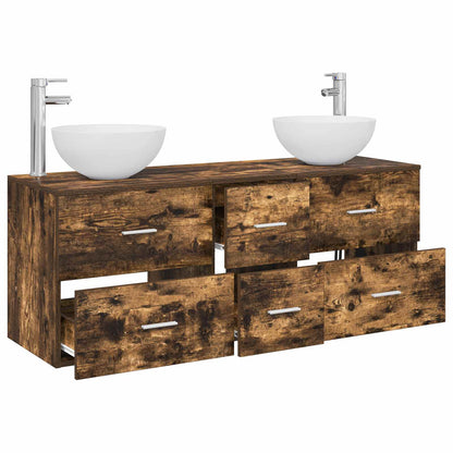 Bathroom Cabinet Set 3 pcs Smoked Oak 49.5 x 35 x 63 cm