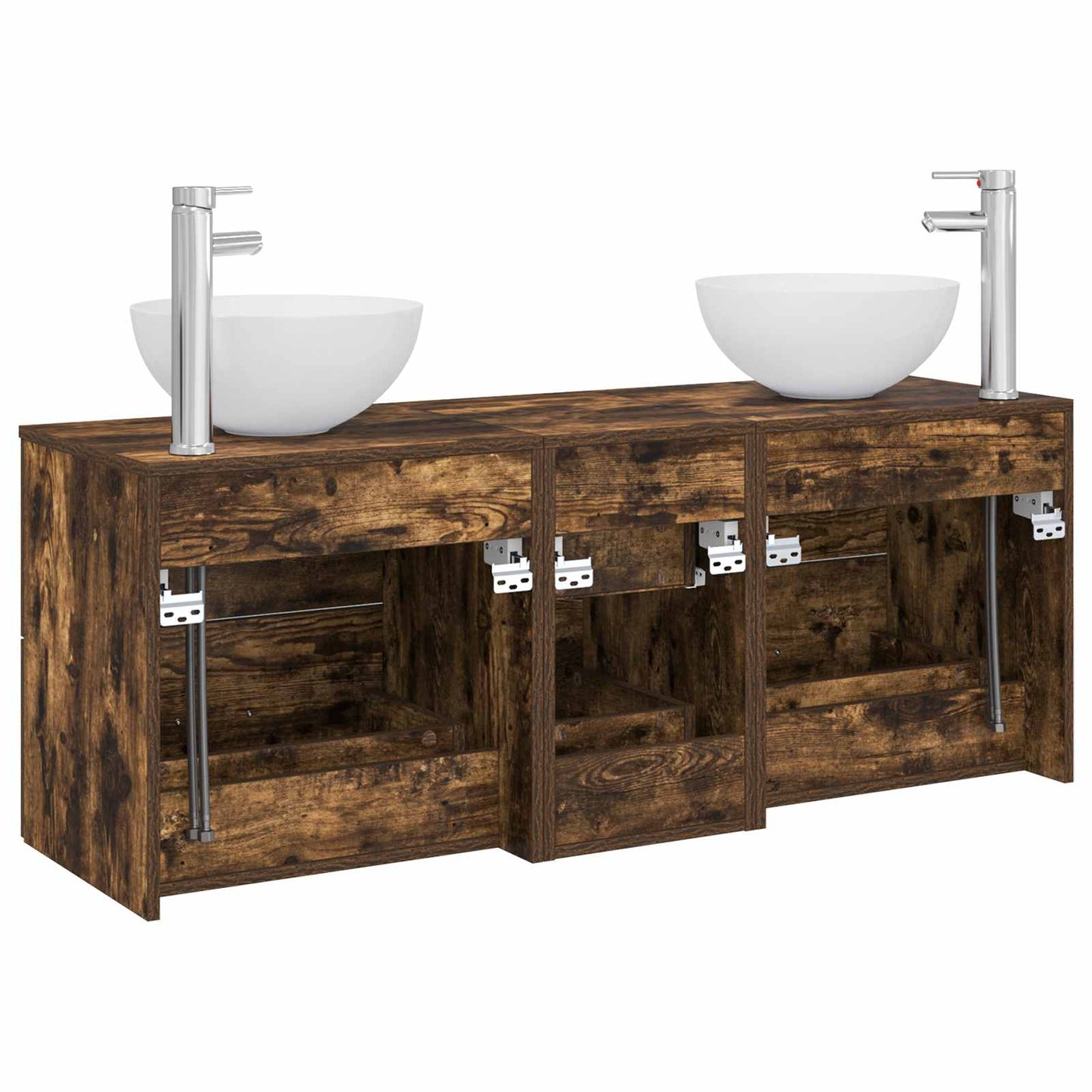 Bathroom Cabinet Set 3 pcs Smoked Oak 49.5 x 35 x 63 cm