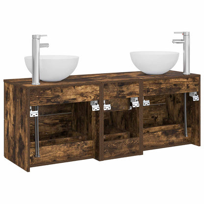 Bathroom Cabinet Set 3 pcs Smoked Oak 49.5 x 35 x 63 cm