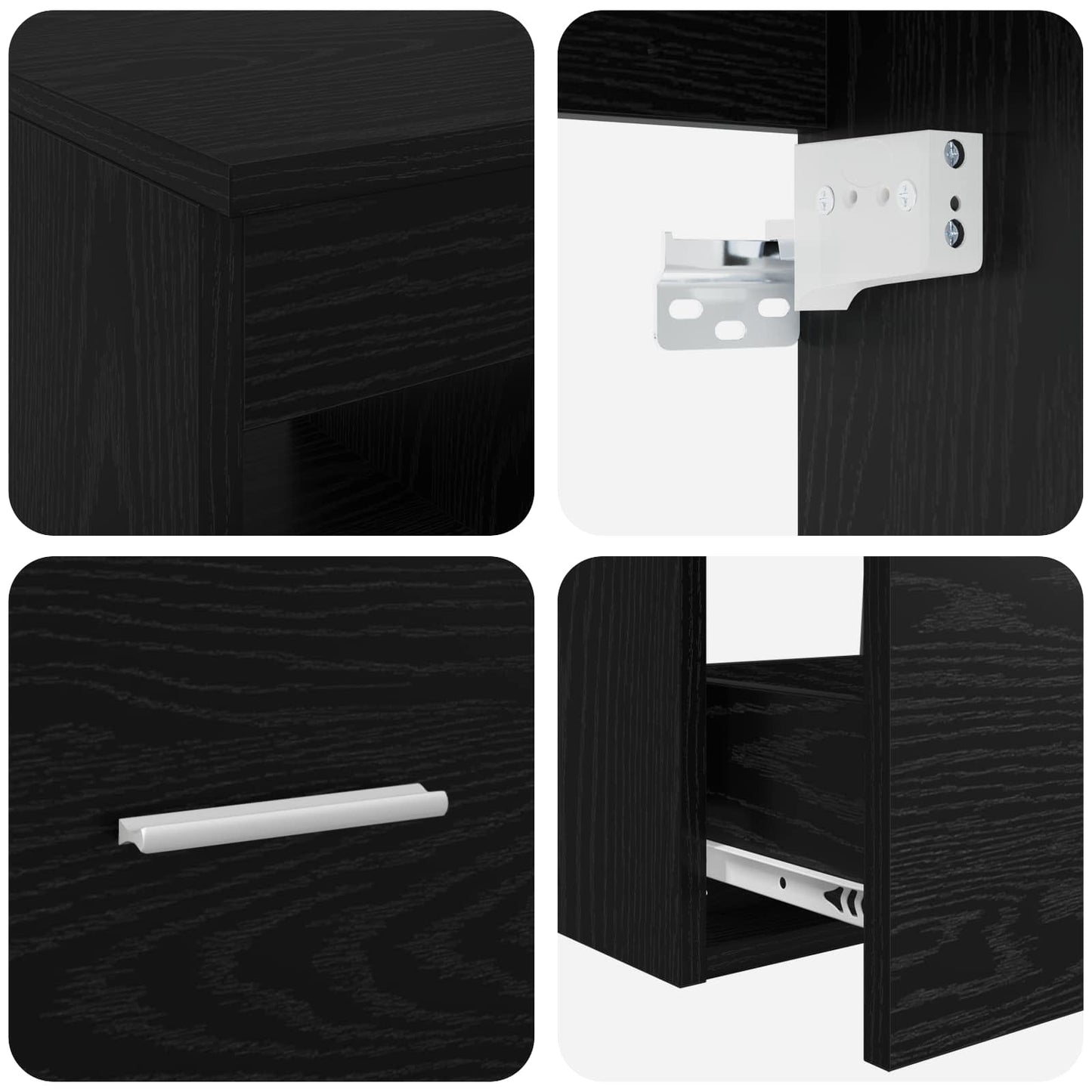 Bathroom Cabinet Set 3 pcs Black Oak 49.5 x 41 x 64.5 cm