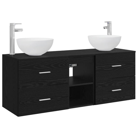 Bathroom Cabinet Set 3 pcs Black Oak 49.5 x 41 x 64.5 cm