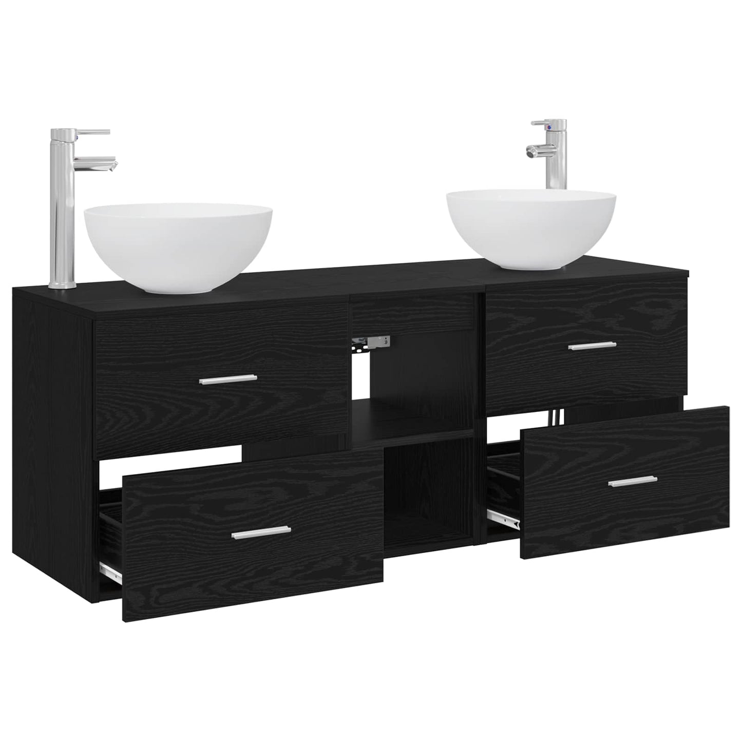 Bathroom Cabinet Set 3 pcs Black Oak 49.5 x 41 x 64.5 cm