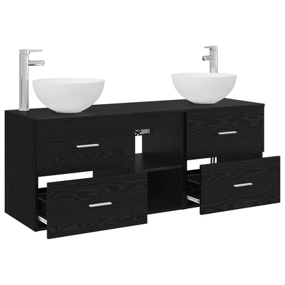 Bathroom Cabinet Set 3 pcs Black Oak 49.5 x 41 x 64.5 cm
