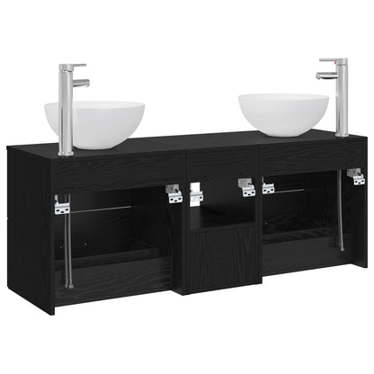 Bathroom Cabinet Set 3 pcs Black Oak 49.5 x 41 x 64.5 cm