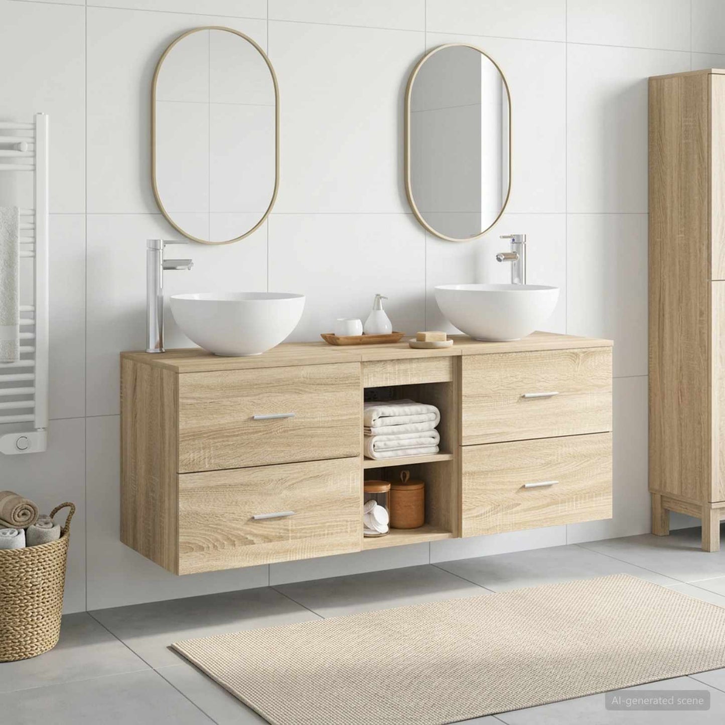 Bathroom Cabinet Set 3 pcs Sonoma Oak 49.5 x 41 x 64.5 cm