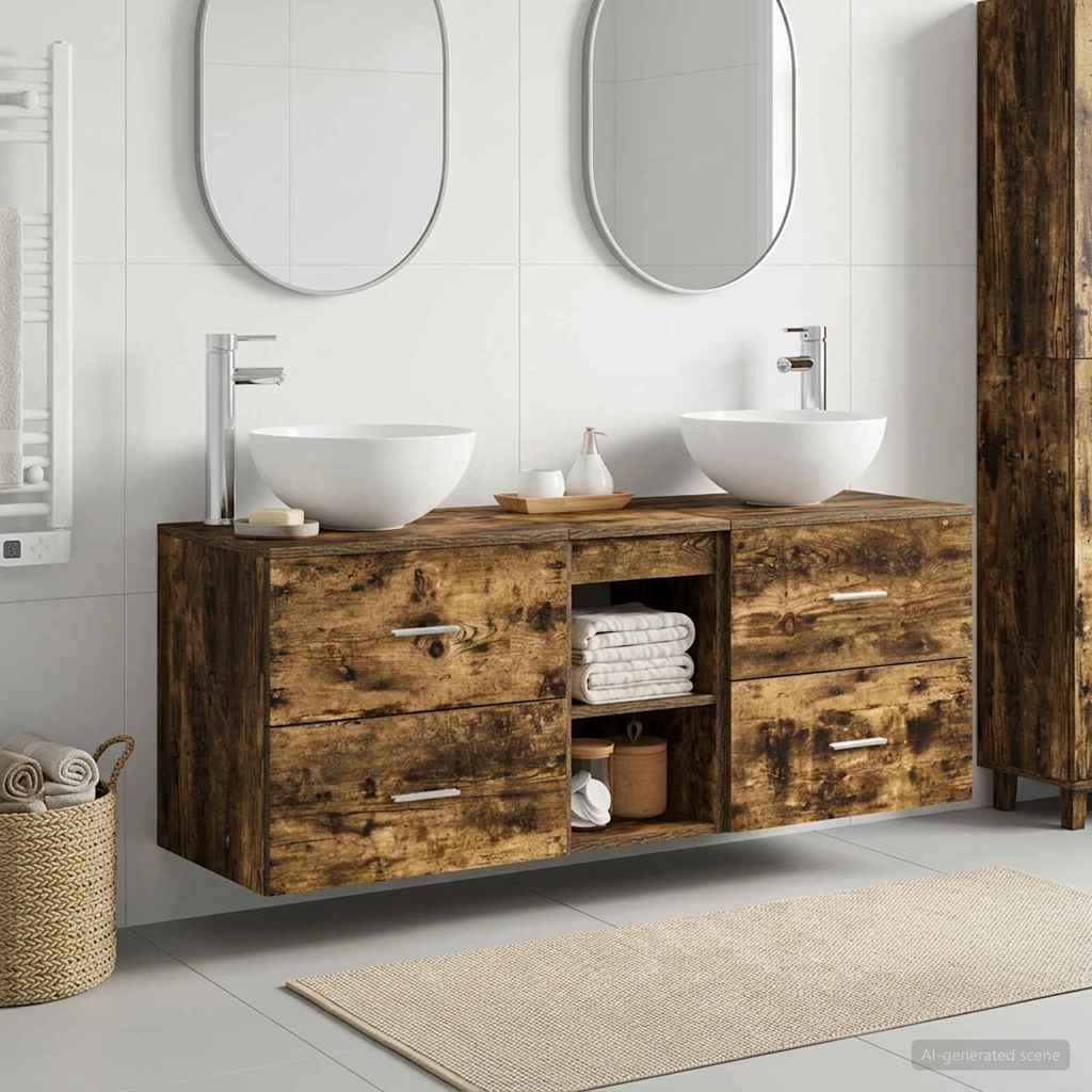 Bathroom Cabinet Set 3 pcs Smoked Oak 49.5 x 41 x 64.5 cm