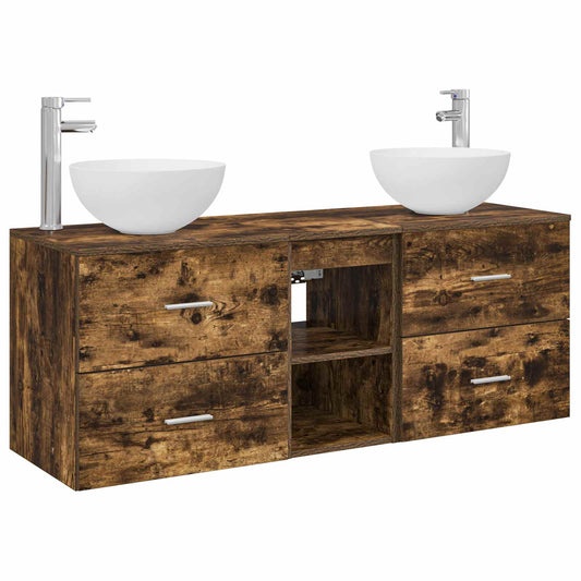 Bathroom Cabinet Set 3 pcs Smoked Oak 49.5 x 41 x 64.5 cm